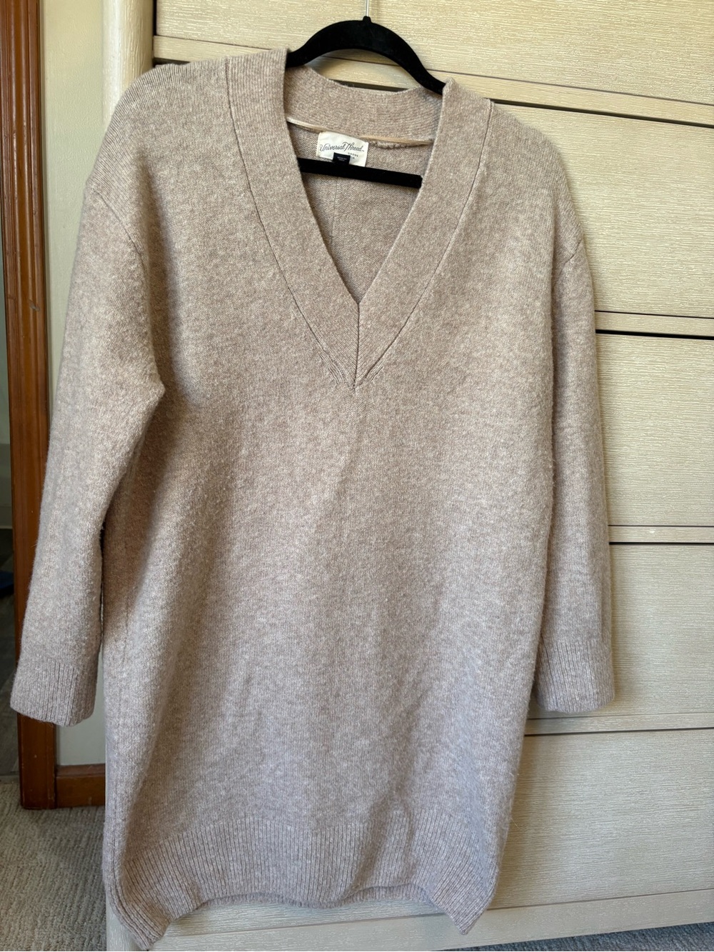 Gerard Darel Taupe V-Neck Wool-Blend Sweater